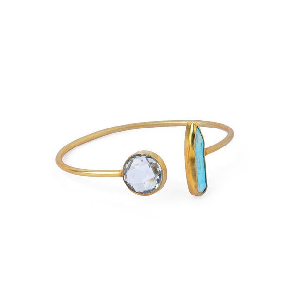 Semi Precious Cuff Bracelet: 18K Gold Plated