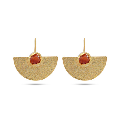 Orange Stone Semi Half Shaped Earring