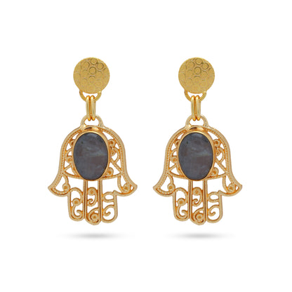 Black Hand Stone Earrings