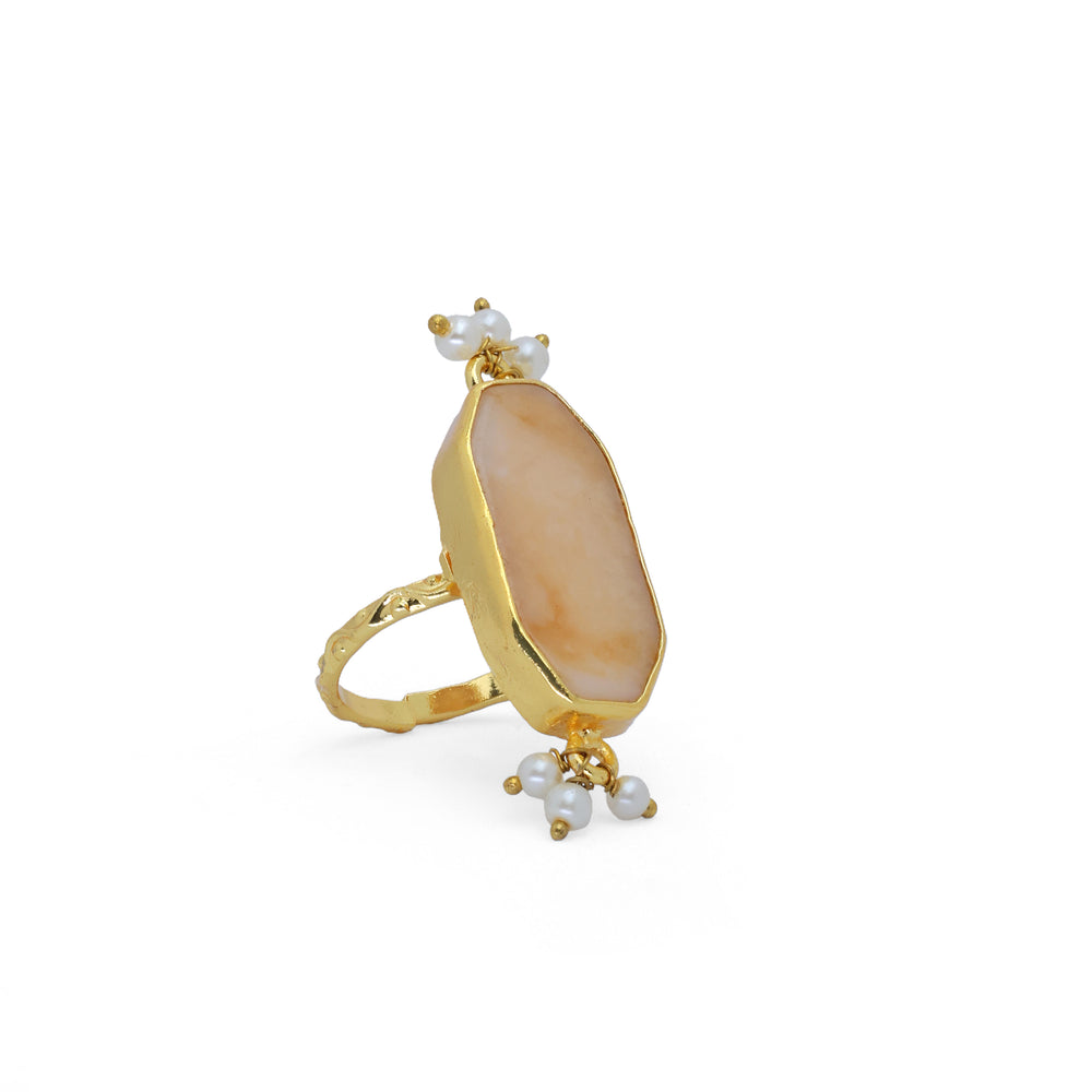 Big Stone Ring (Adjustable): 18K Gold Plated