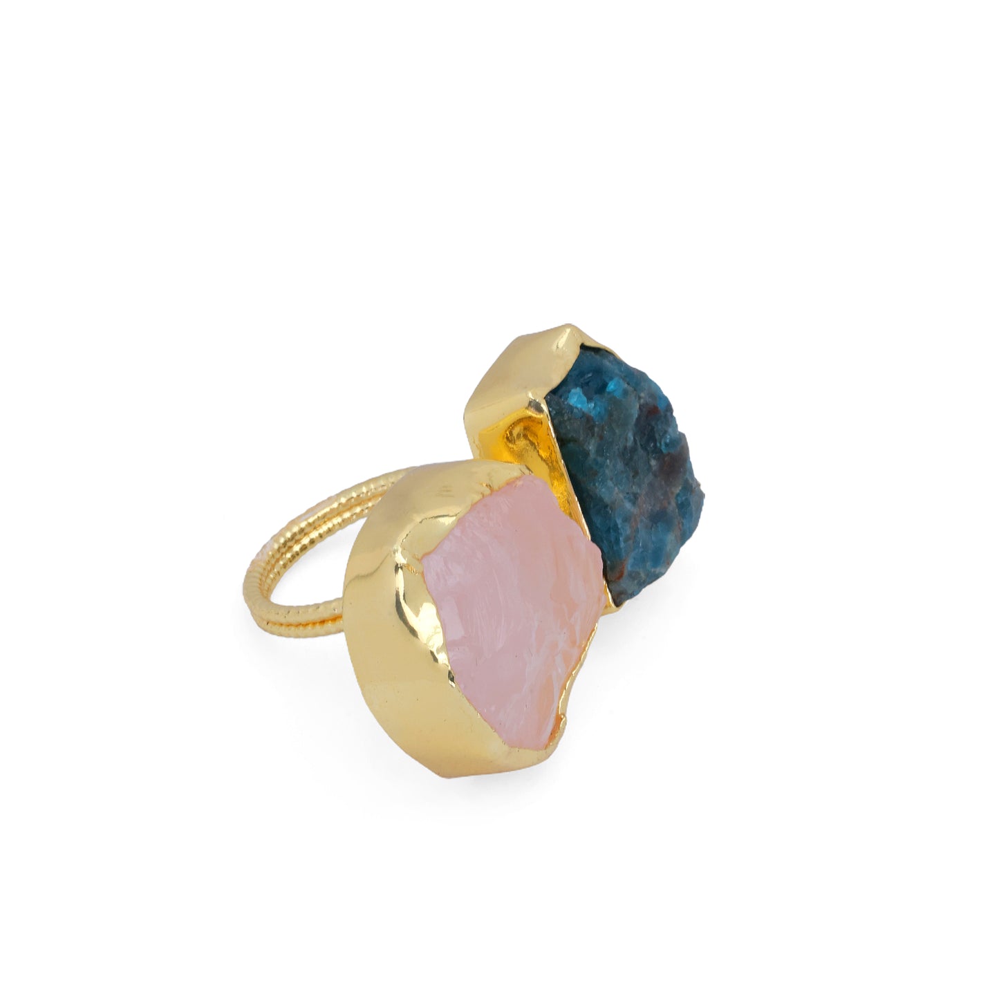 Double Stone Aesthetic Ring in Brass