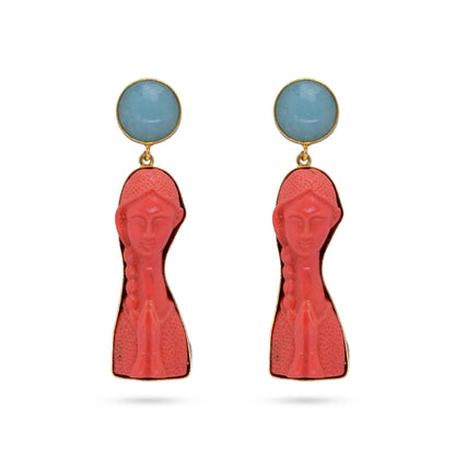 Mermaid Red Stone Earrings