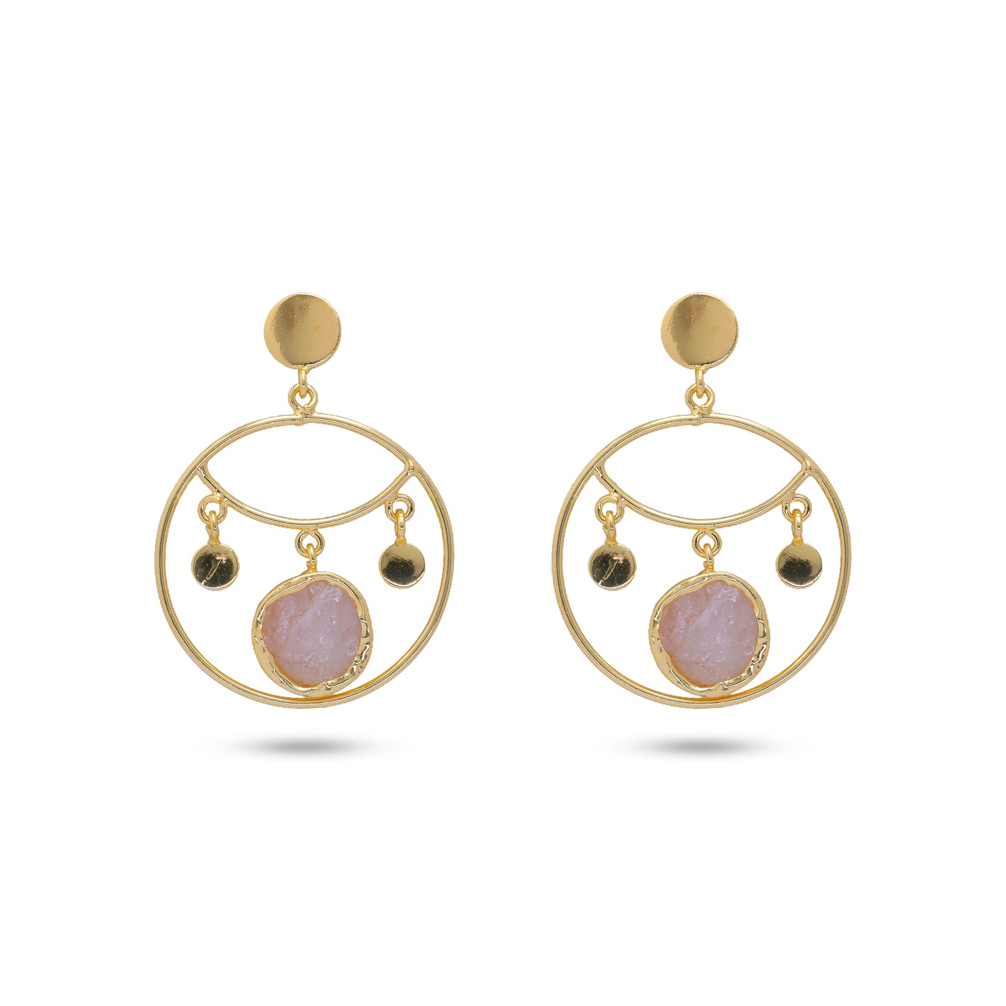 Pink Stone Hoop Earrings