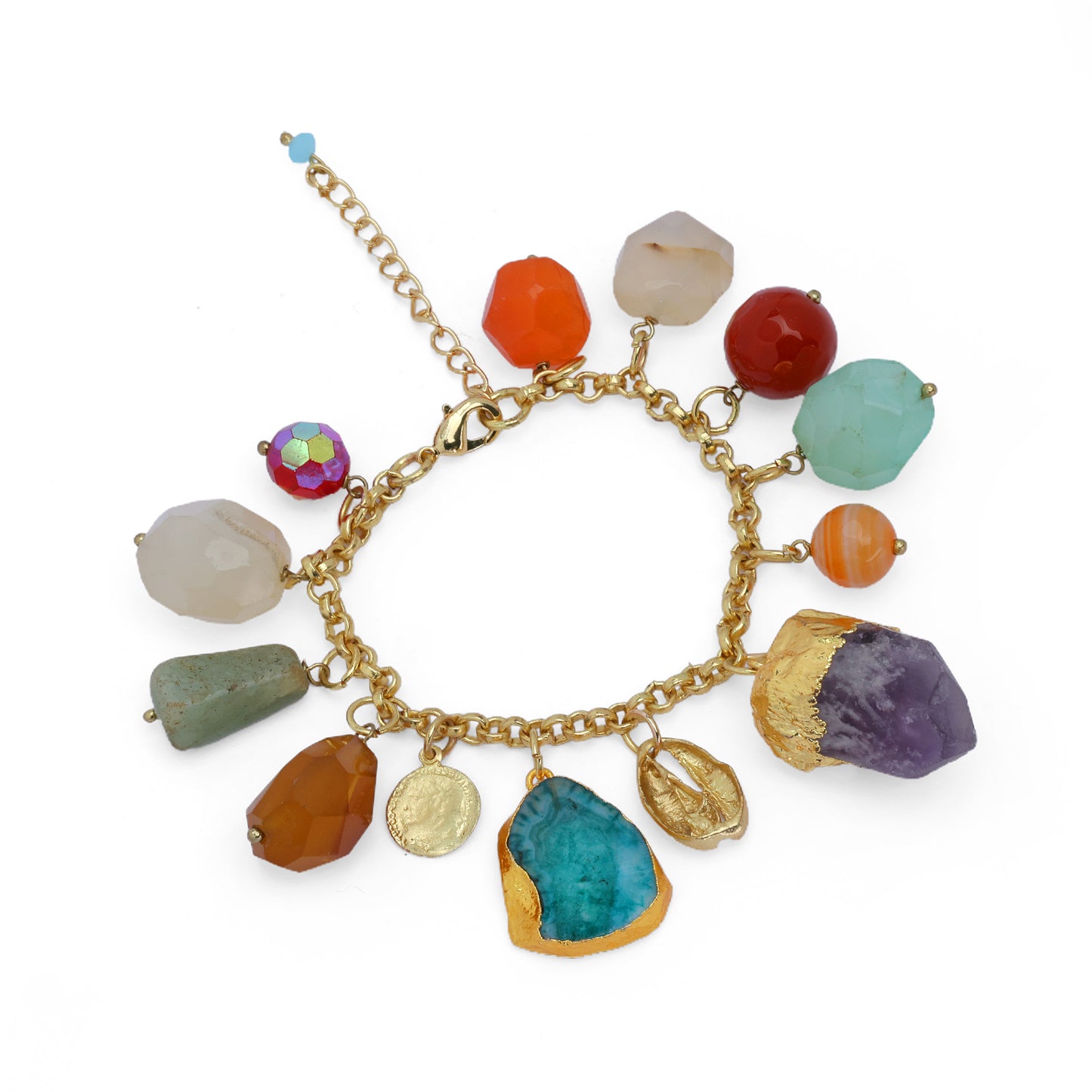 Natural Stone Multi-coloured Charm Bracelet