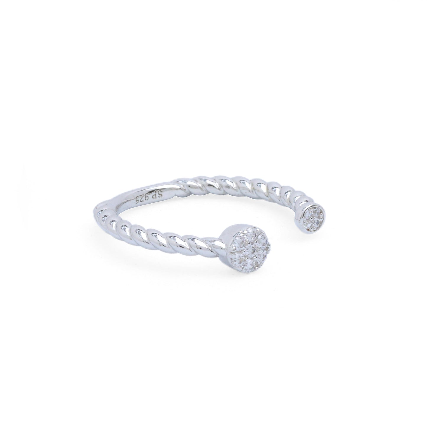 Twist of Sparkle: Sterling Silver Cubic Zirconia Open Ring