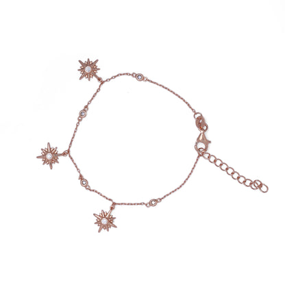 Rose Gold Plated Sterling Silver Starburst Bracelet