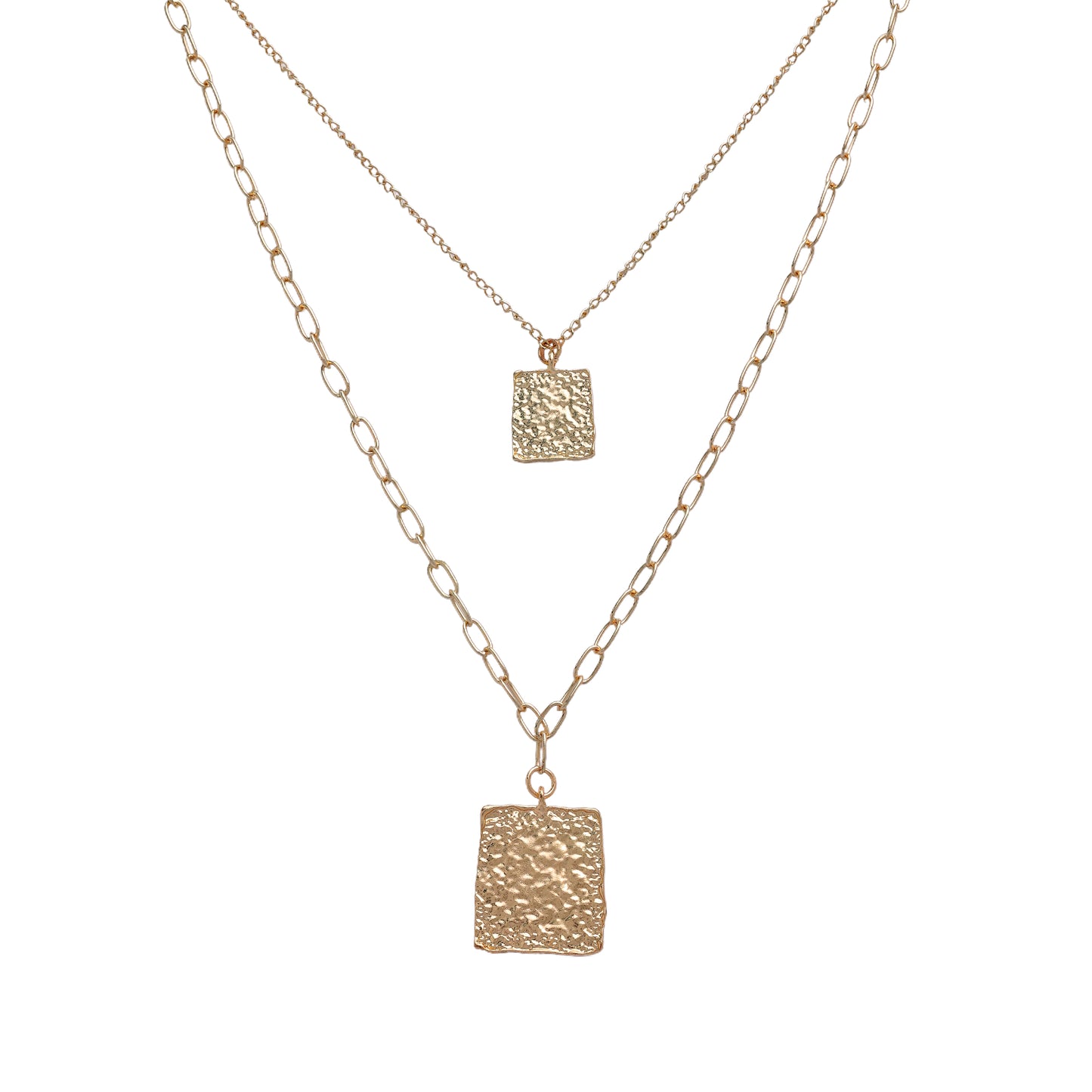 Square Textured Pendant Necklace