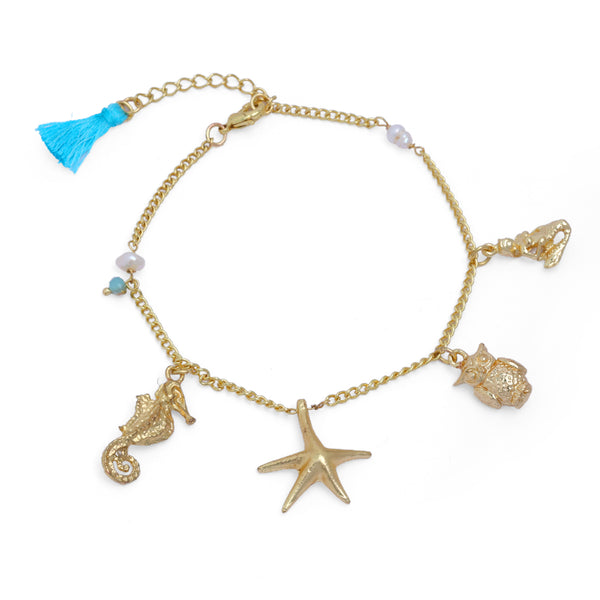 Detailed Charm Bracelet in Brass: 18k Gold Plated