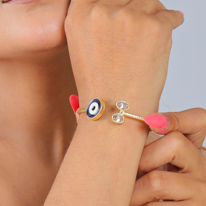 Round Evil Eye Bracelet in Brass