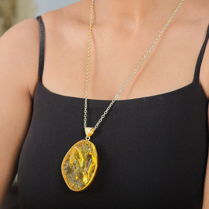 Big Yellow Stone Chain Pendant