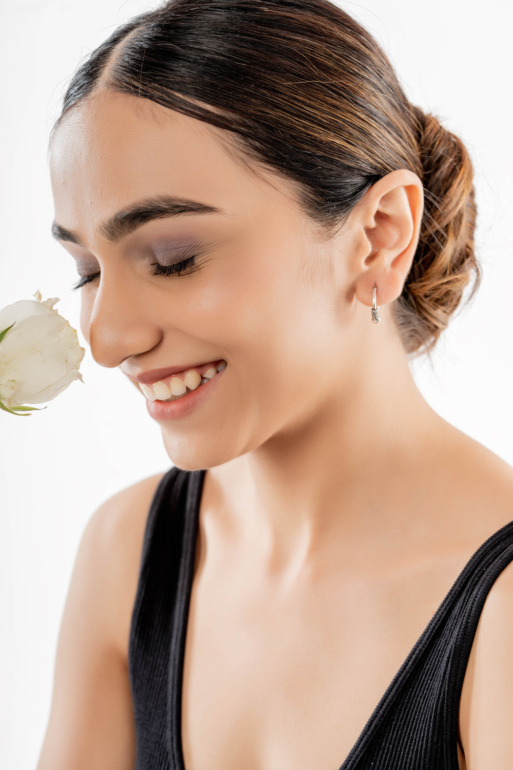 Graceful Tinkles: Ethereal Silver Small Hoop Earrings with a Soft Charm