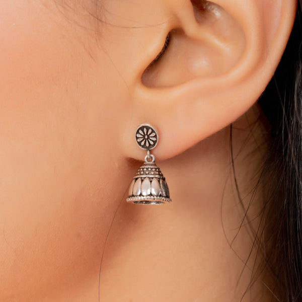 Silver Blossom Jhumkas