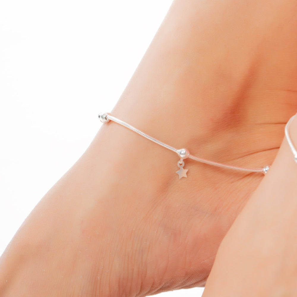 Twinkling Stars Silver Anklet