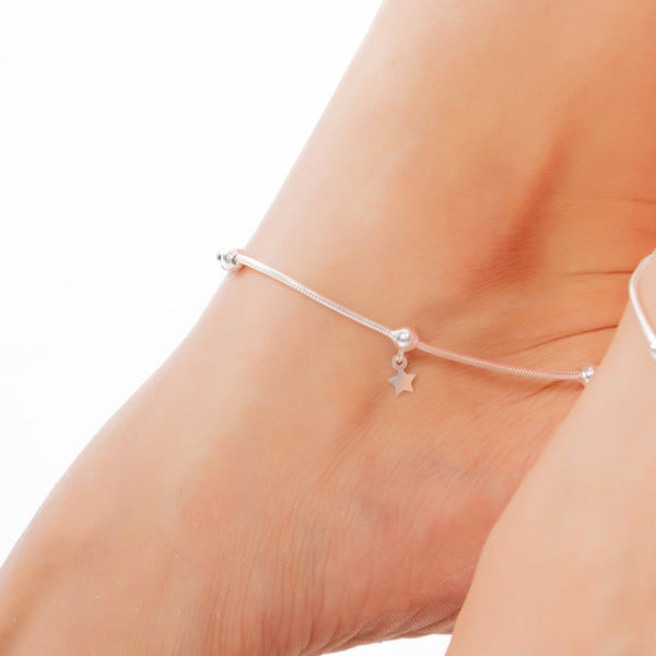 Twinkling Stars Silver Anklet