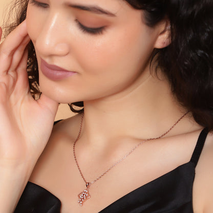 Rose Gold Flower Shaped Sterling Silver Pendant Necklace