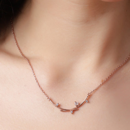 Minimalistic Sterling Silver Necklace with Rose Gold Finish