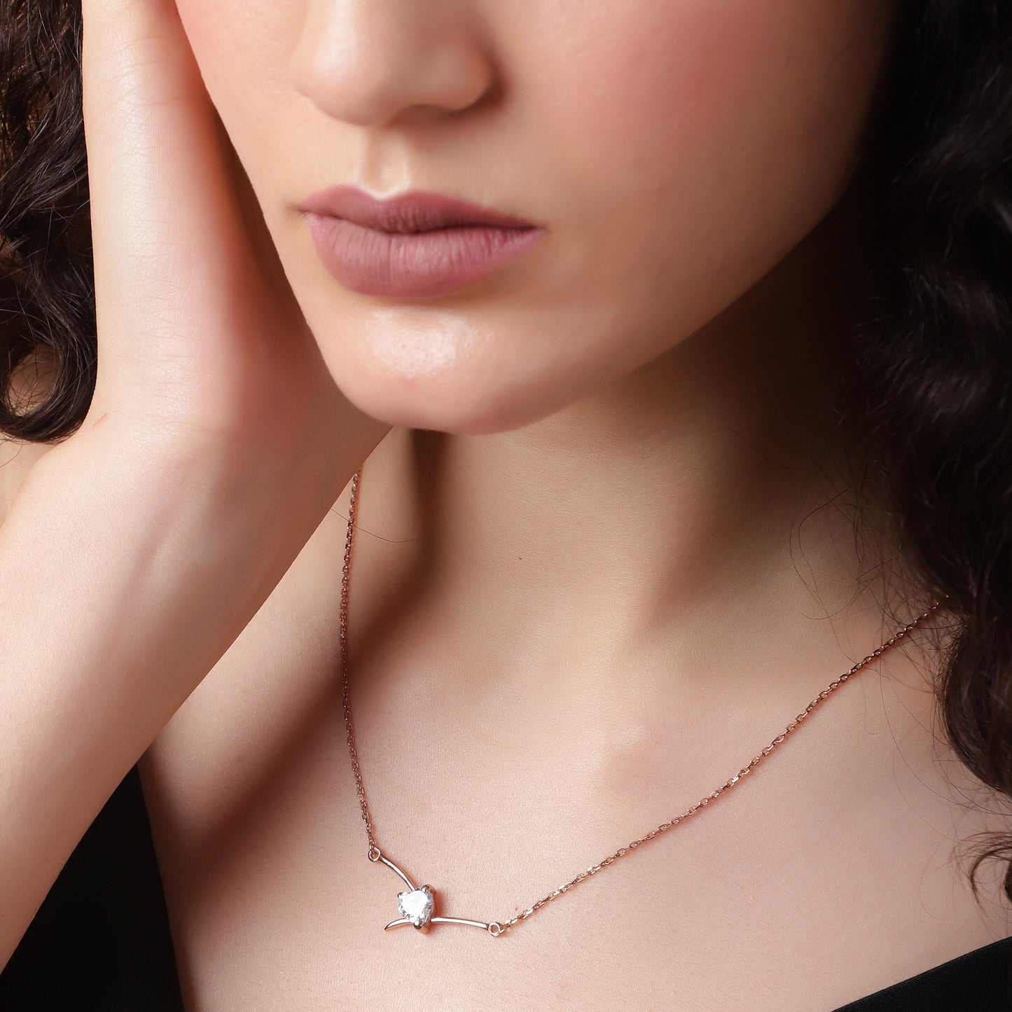 Dainty Silver Necklace with Star Charm in Rose Gold