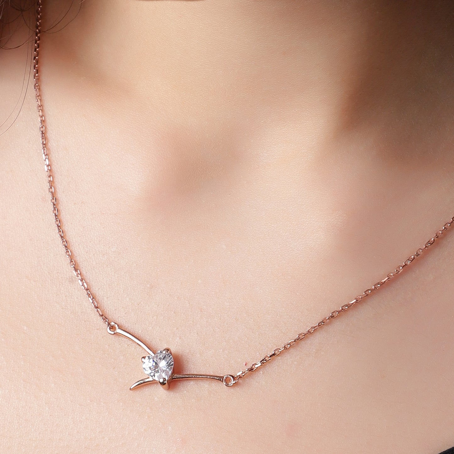 Dainty Silver Necklace with Star Charm in Rose Gold