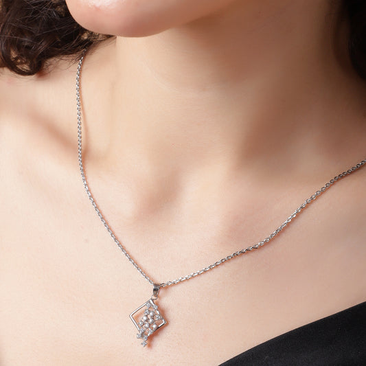 Geometric Brilliance: Crystal Rhombus Pendant