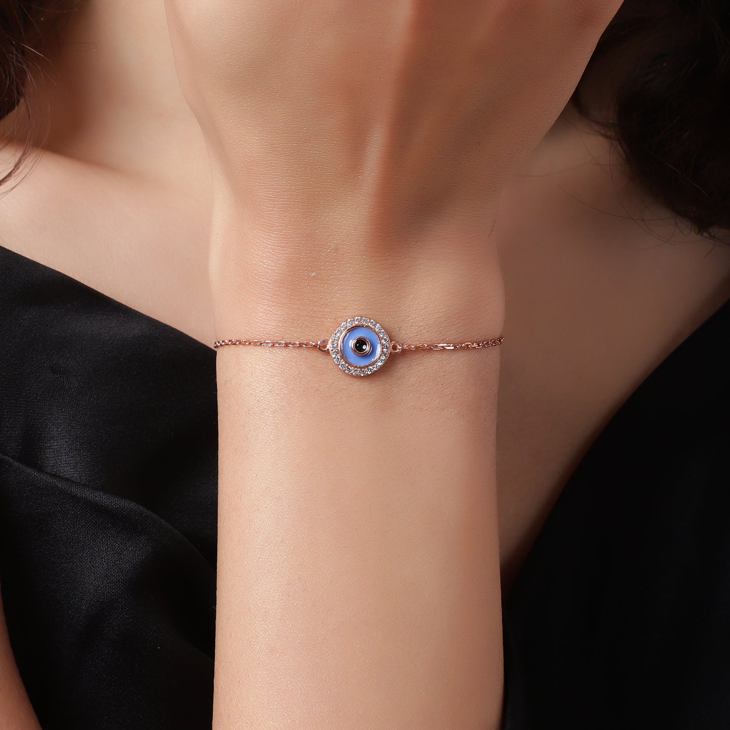 Mystical Guardian: Rose Gold Evil Eye Bracelet