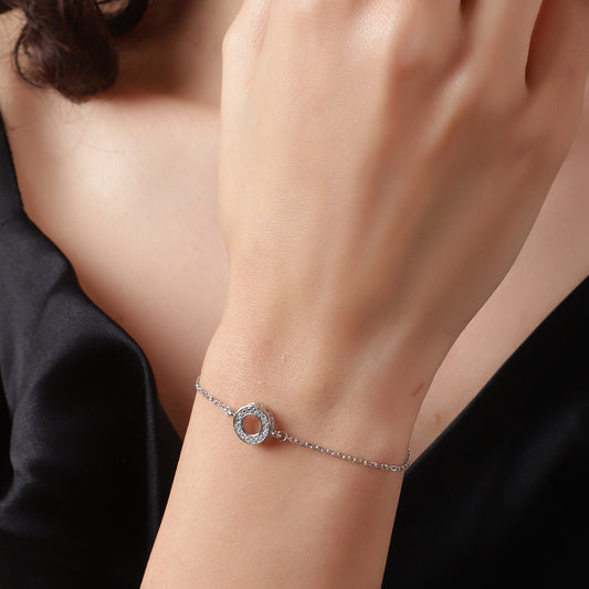 Timeless Elegance: Crystal Circle of Life Bracelet in Sterling Silver