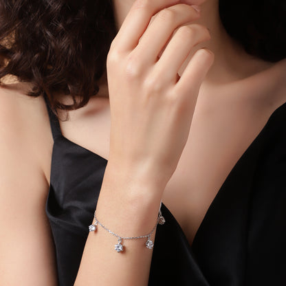 Starlit Symphony: Sterling Silver Crystal Charm Bracelet | Where Sophistication Meets Sparkle