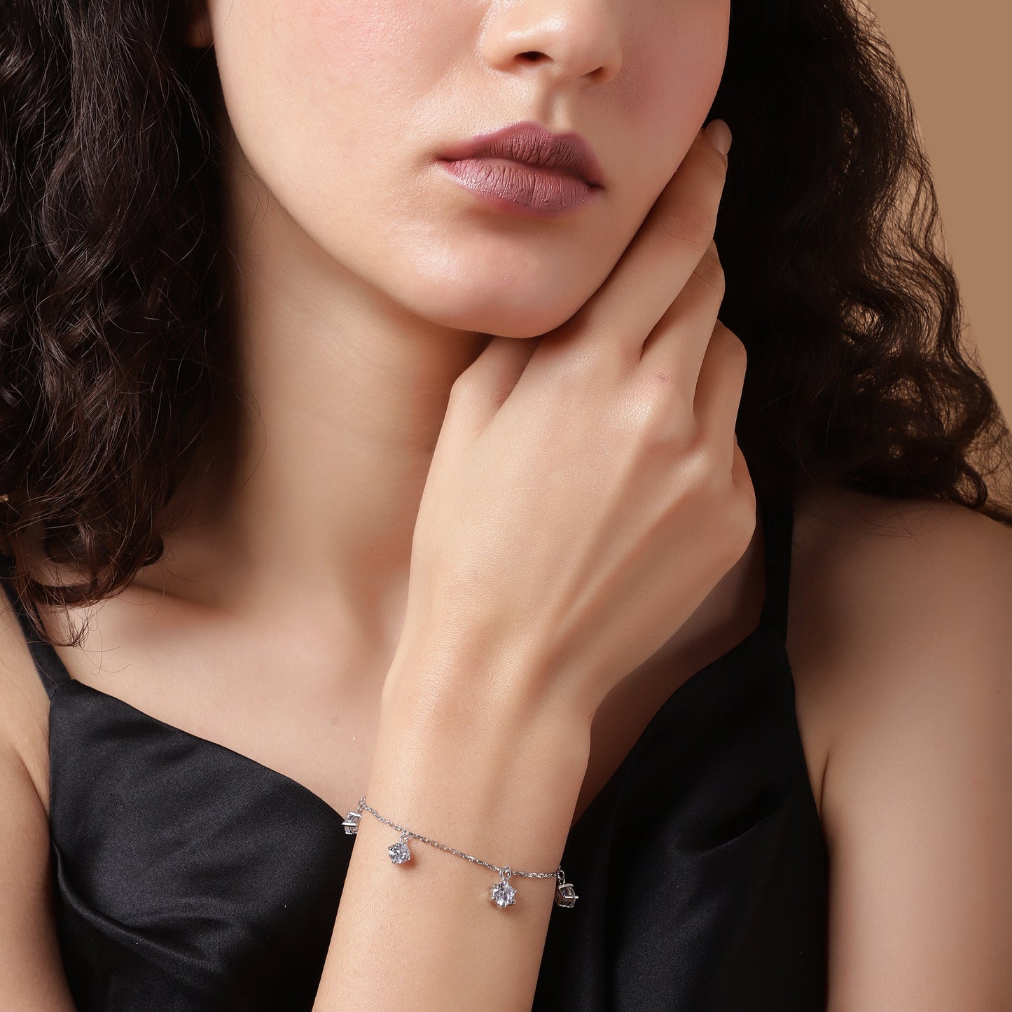 Starlit Symphony: Sterling Silver Crystal Charm Bracelet | Where Sophistication Meets Sparkle