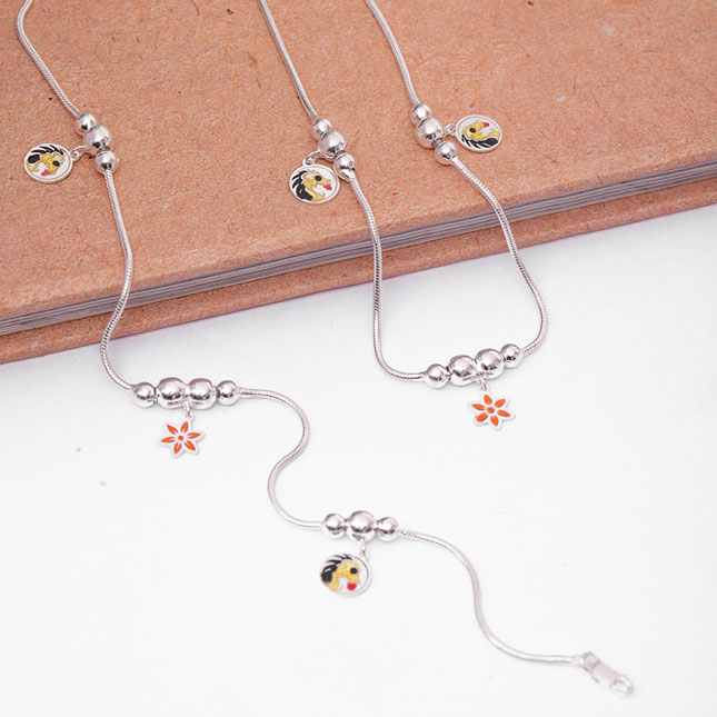 Flower and Lion Charms Anklets