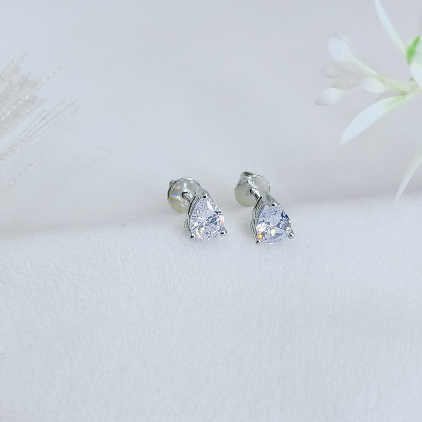 Triangle Shape Diamond Stud Earring