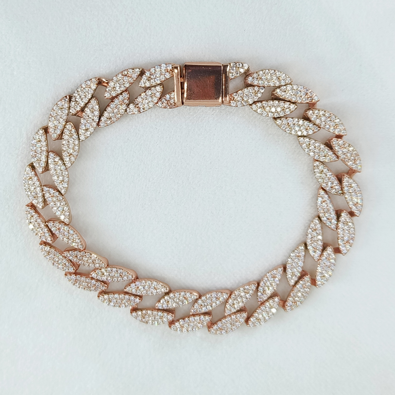 Rose Gold Plated CZ Link Chain Bracelet