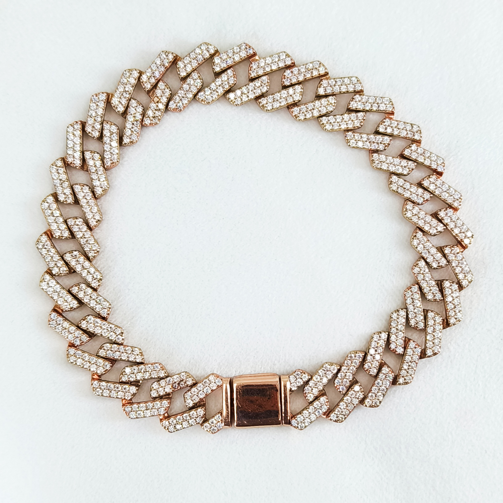 Rose Gold White Diamonds Cuban Bracelet